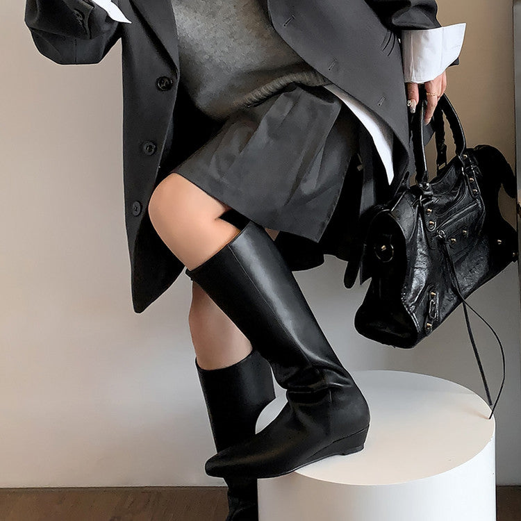 Karin Luna In Stock  In-stock Square Toe Straight Slip-on Long Boots