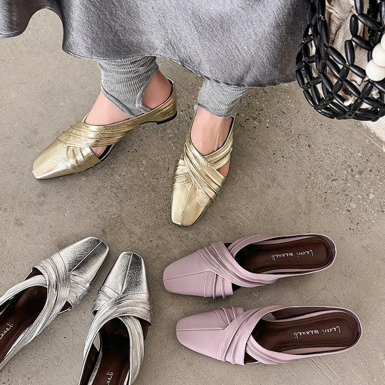 Karin Luna In Stock In Stock Basic Elegant Fairy Style Small Square Toe Sheepskin Slippers
