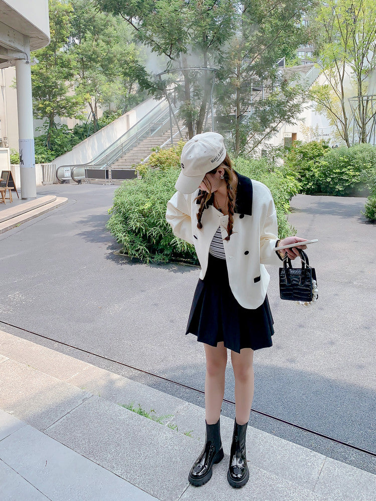 Karin Luna In Stock Spot Goods  Classic Embroidered Camellia Round Toe Thick Sole Chelsea Boots