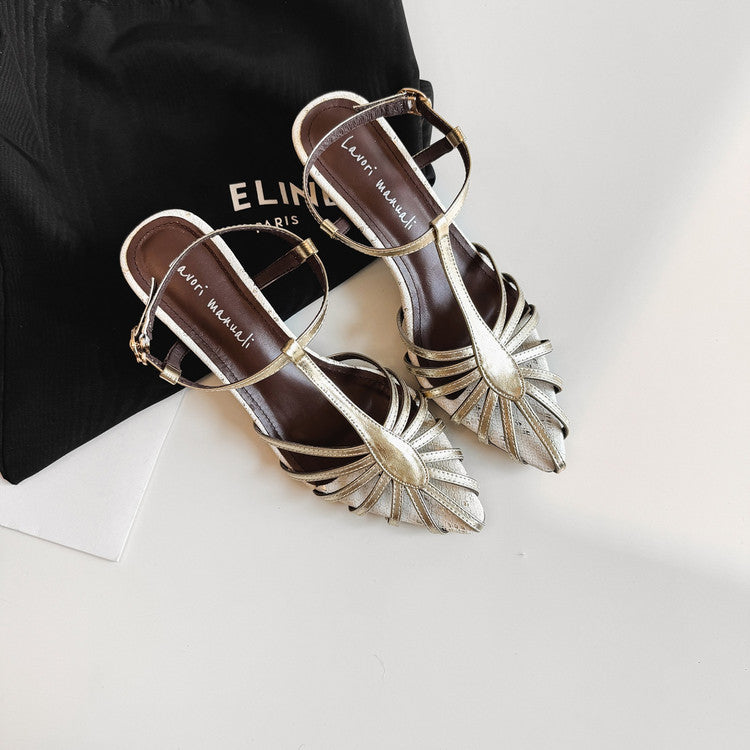 Karin Luna In Stock Spot Goods Open-toe French Style Metal Heel Sandals