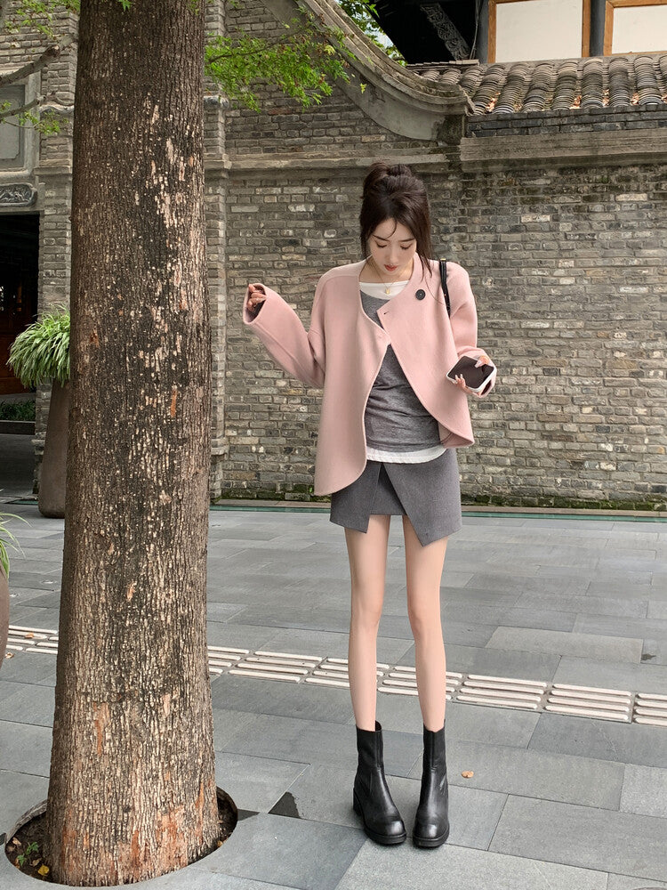 Karin Luna In Stock Spot Goods  Full-grain leather inside and out   Minimalist Texture  Round Toe Flat Bottom Basic Short Boots