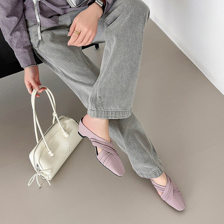 Karin Luna In Stock In Stock Basic Elegant Fairy Style Small Square Toe Sheepskin Slippers