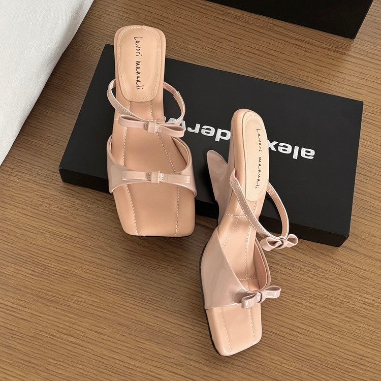 Karin Luna Hot Item Hot Item Self-Flow Square-Toe Irregular Heel Slippers