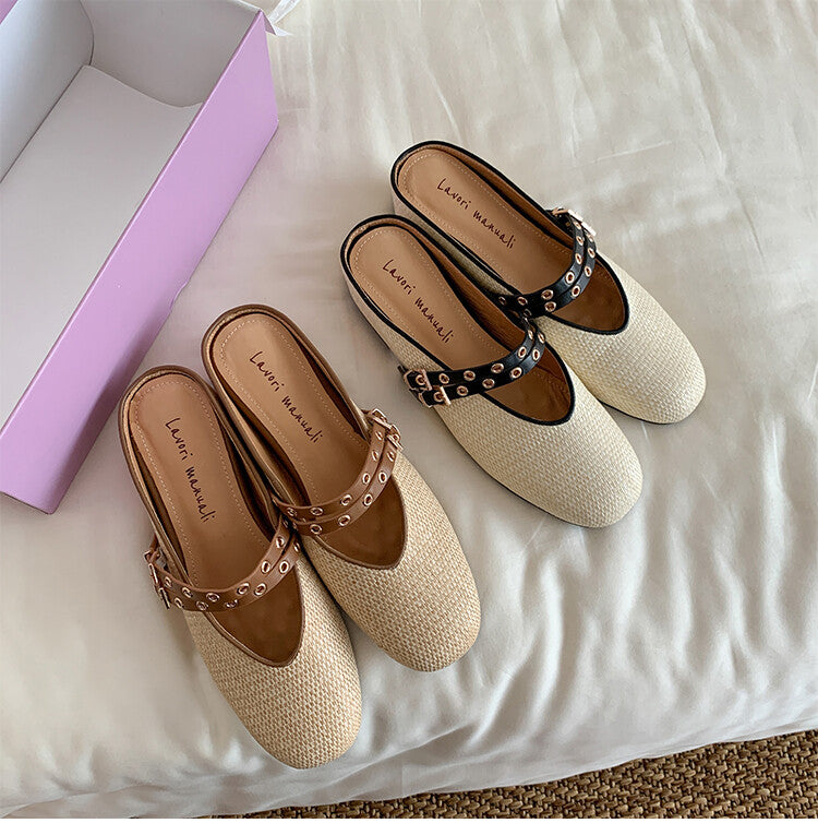 Karin Luna  Closed-Toe Woven Style Height-Increasing Slippers