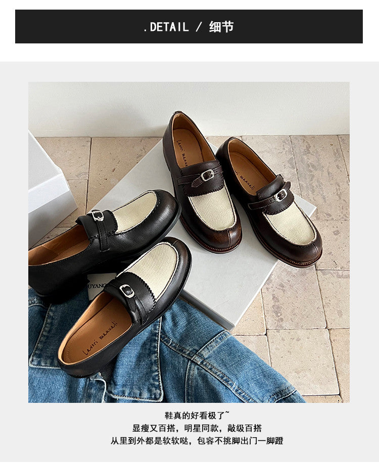 Karin Luna Casual Shoes Series~  In stock Classic color-blocking British style deep-mouth single shoes