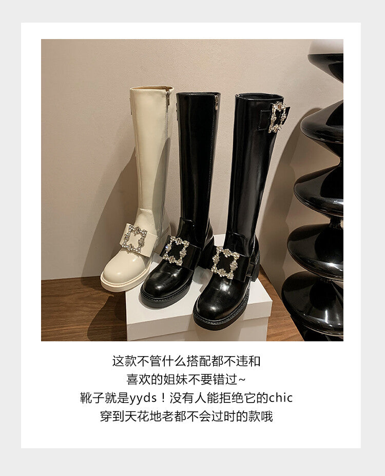 Karin Luna has prepared stock  Custom Large Square Buckle Bowknot Fastener Elegant Long Boots