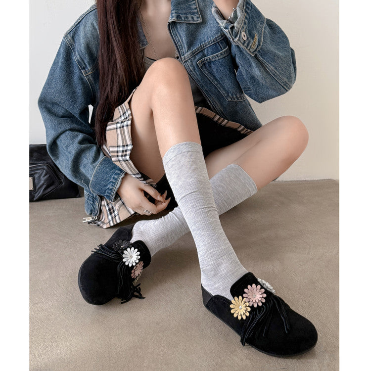 Karin Luna   Tassel Three-Dimensional Flower Thick-Soled Closed-Toe Slippers