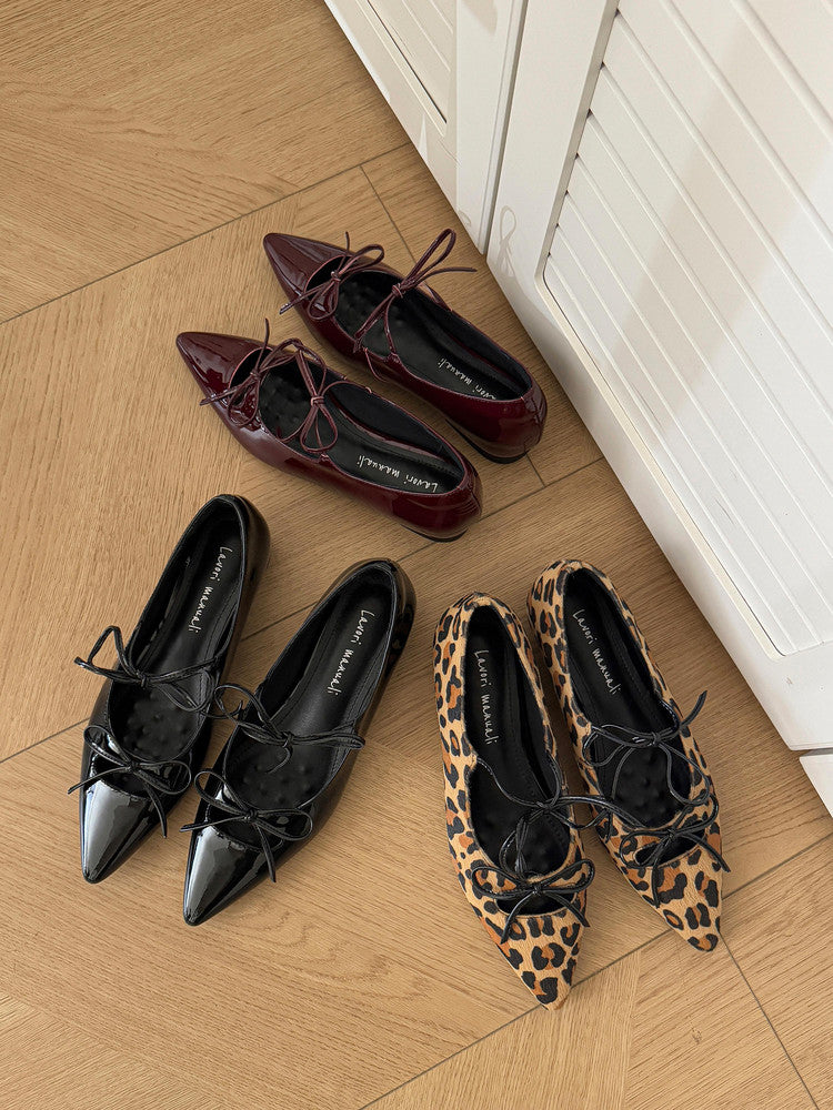 Karin Luna In Stock Spot Goods  Hot-selling Element Bowknot Square Toe Pointed Toe Single Shoes
