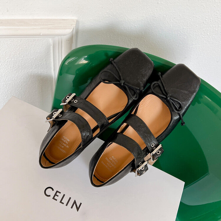 Karin Luna Future Sense silver~Spot Goods Spot Goods Hot-selling Bowknot Retro Belt Buckle Ballet Mary Jane Shoes