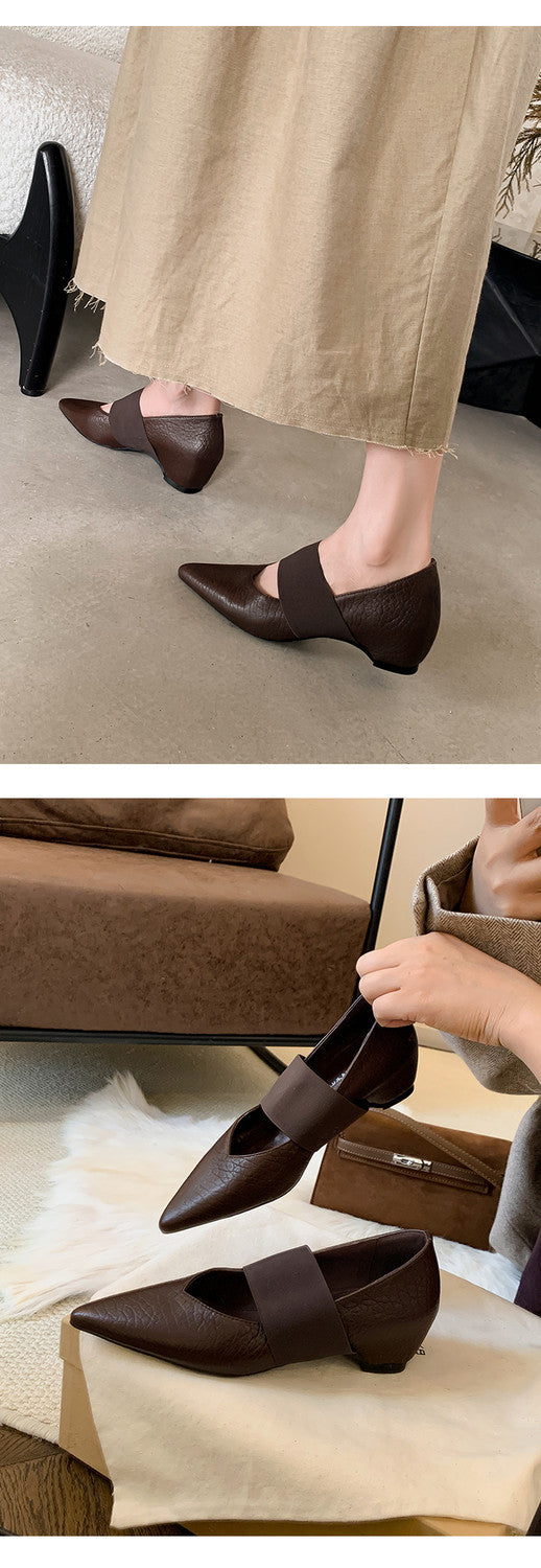 Karin Luna  Popular Pointed Toe Hidden Heel Strap Single Shoes