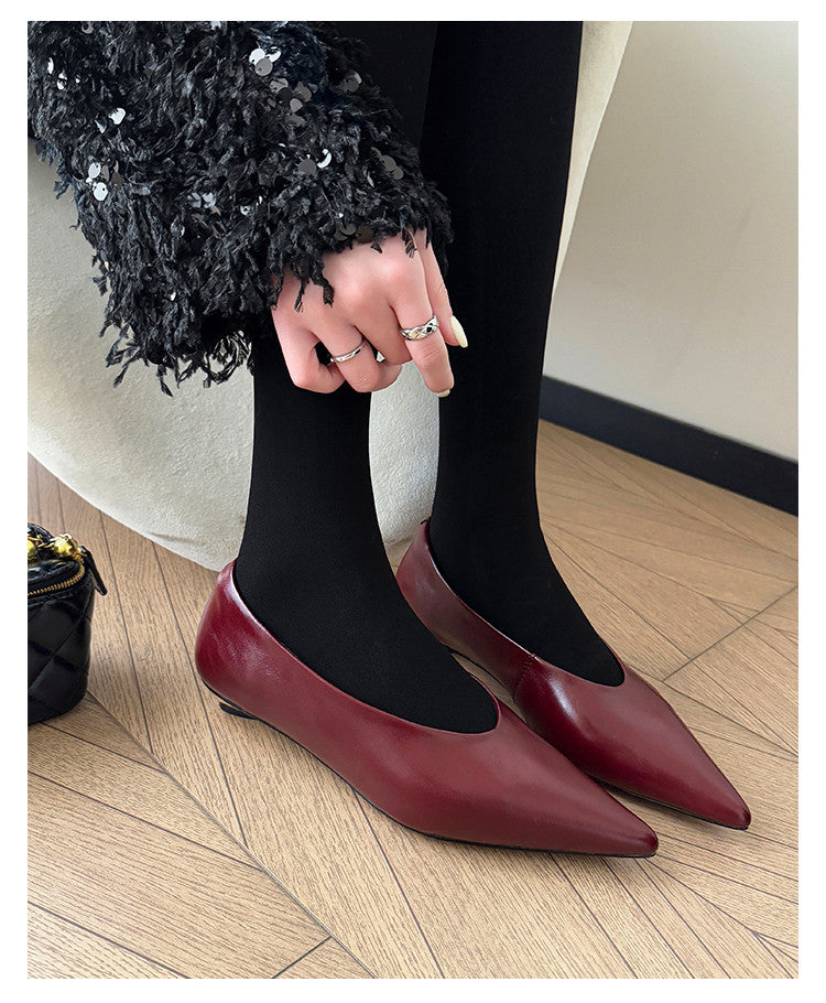 Karin Luna In Stock Spot Goods Classic three-color pointed toe metal heel shoes