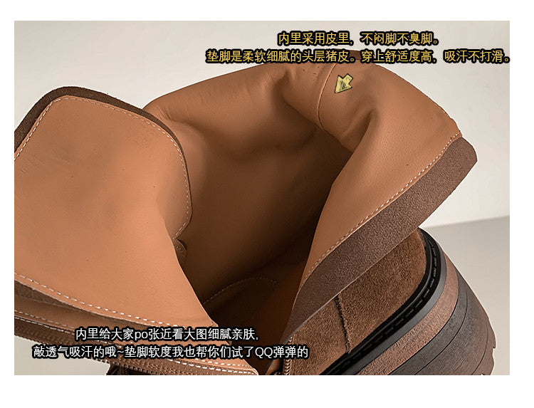 Karin Luna In Stock Casual style thin strap round toe suede ankle boots