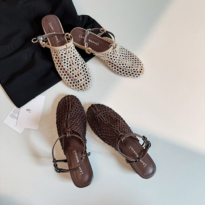 Karin Luna In Stock Spot Goods  Resort Style Series~Casual woven closed-toe flat sandals