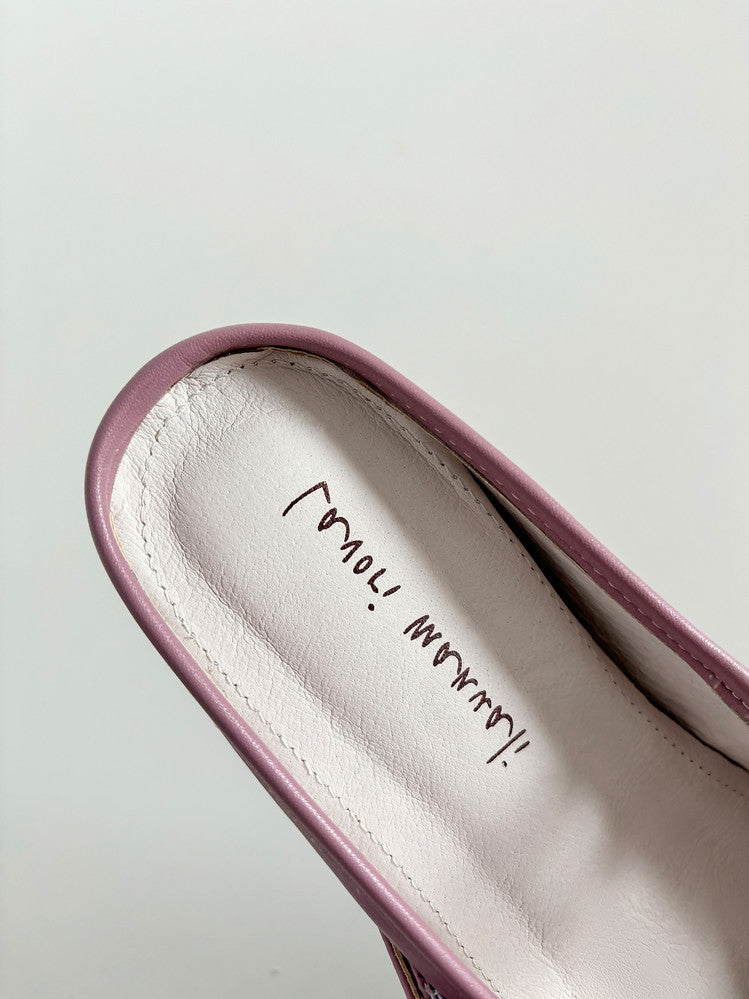 Karin Luna In Stock In Stock   Summer New Sweet Bowknot Color Block Square Toe Height-Increasing Slippers