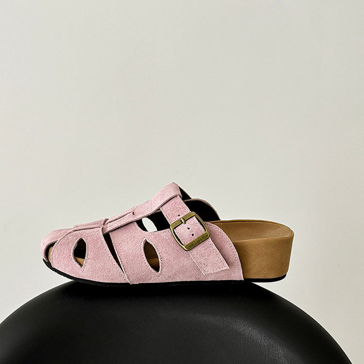 Karin Luna Full Layer Inside and Out~Basic Versatile Perforated Round Toe Birkenstock Slippers