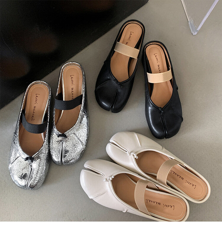 Karin Luna Classic Split-Toe Shoes  Explosive Pattern One-Strap Mary Jane Height-Increasing Full Leather Closed-Toe Slippers