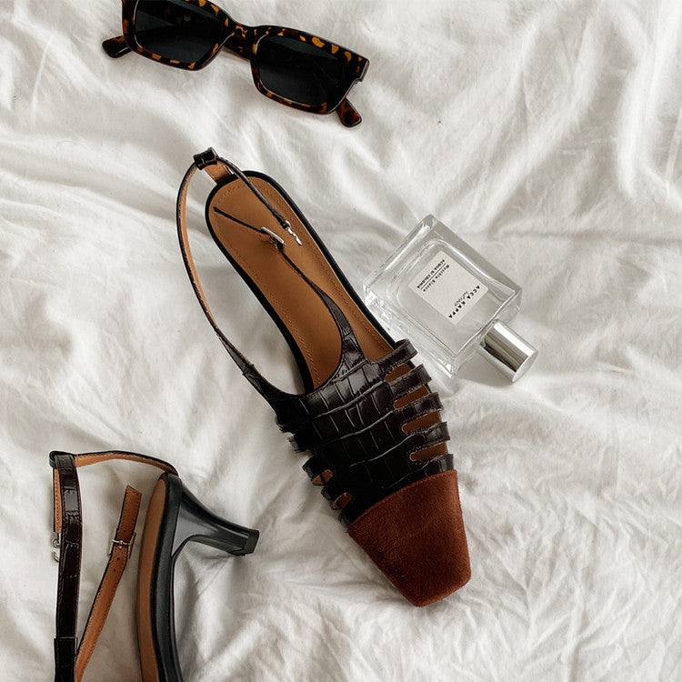 Karin Luna In Stock Spot Goods   French Retro Small Square Toe Closed-Toe Elegant Closed-Toe Sandals