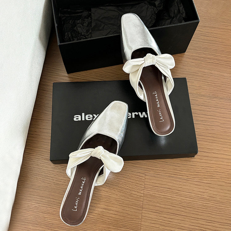 Karin Luna In Stock In Stock  Fluffy feel Bowknot Closed-Toe Slippers