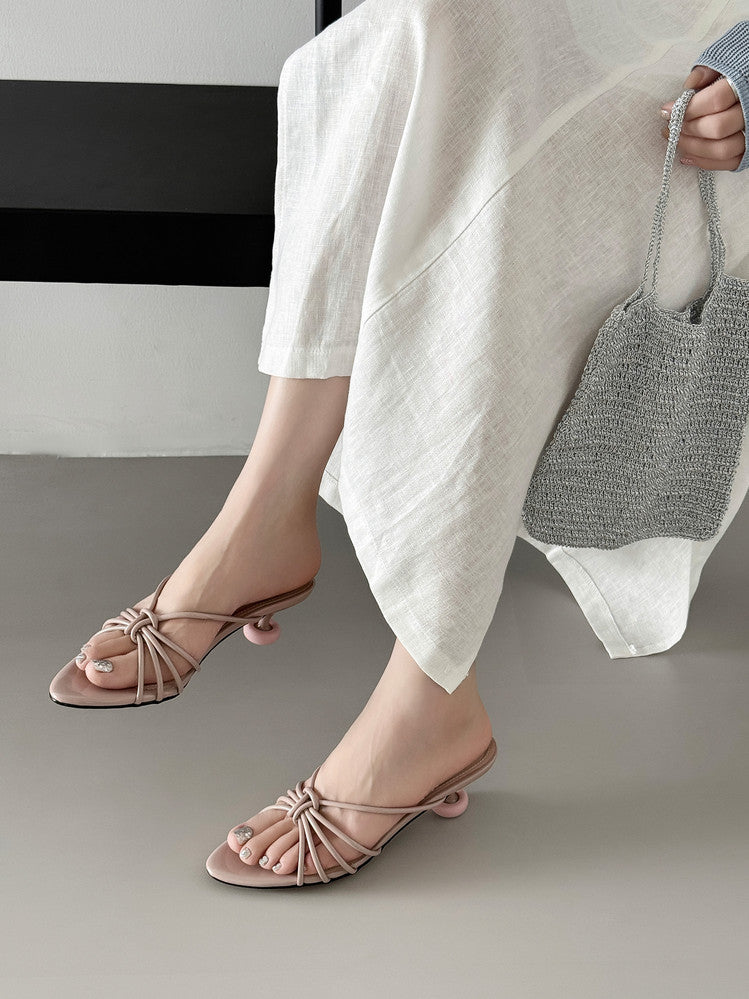 Karin Luna In Stock In Stock  In Stock Round Toe Cross Hollow Round Toe Stiletto Slippers