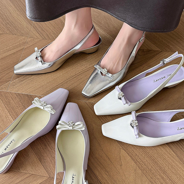Karin Luna In Stock In Stock Sweet Bowknot Small Square Toe Chunky Heel Closed-toe Elegant Retro Sandals