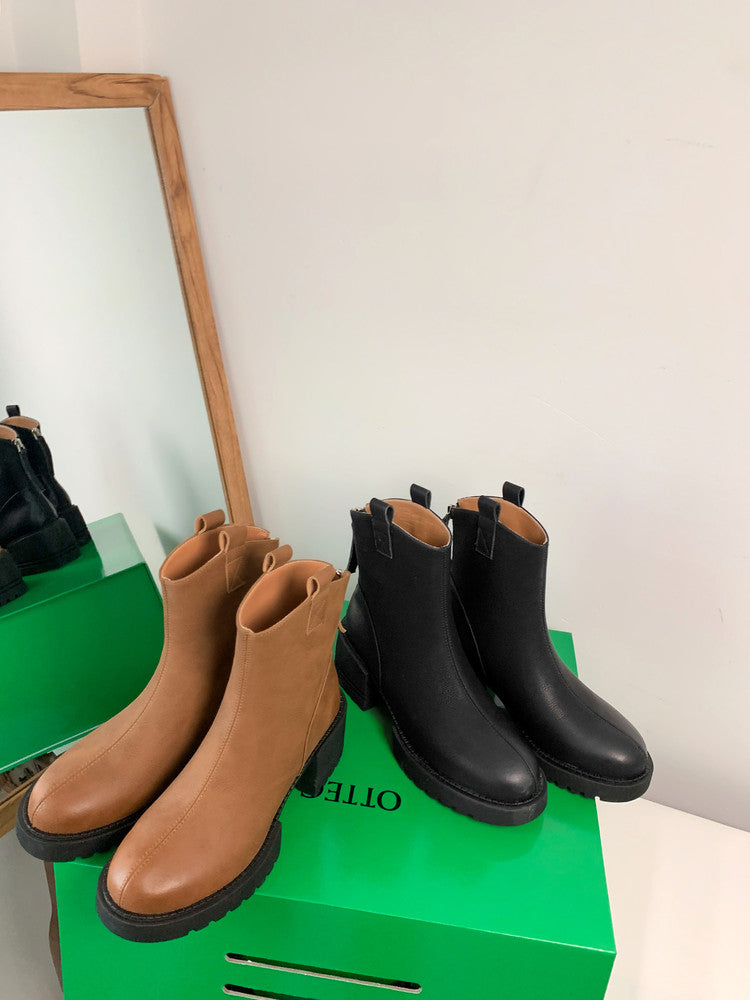 Karin Luna In Stock Versatile Round Toe Chunky Heel Ankle Boots