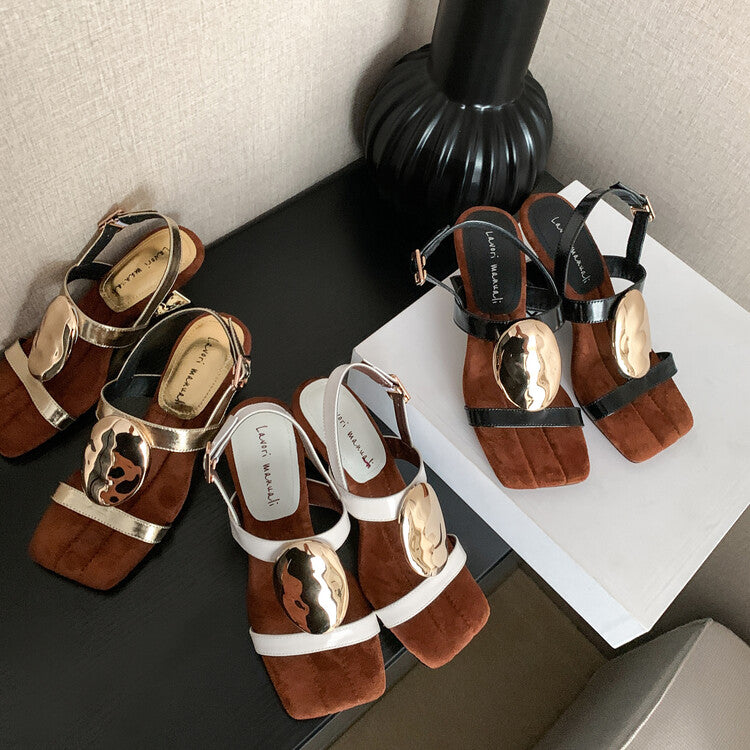 Karin Luna Hot-Selling Fasteners  Irregular Heel Open-Toe Sandals