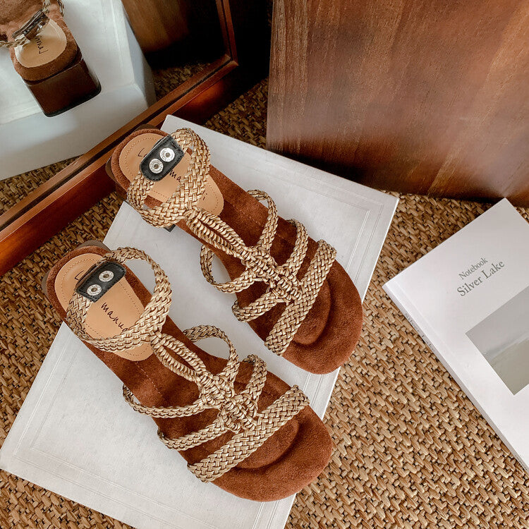 Karin Luna In Stock Spot Goods  Bohemian Handwoven Style  Fluffy feel Super versatile round-toe sandals