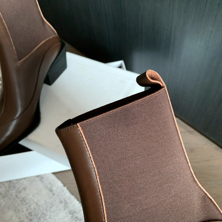 Karin Luna In Stock Spot Goods   Elegant Pointed Toe Chunky Heel Ankle Boots