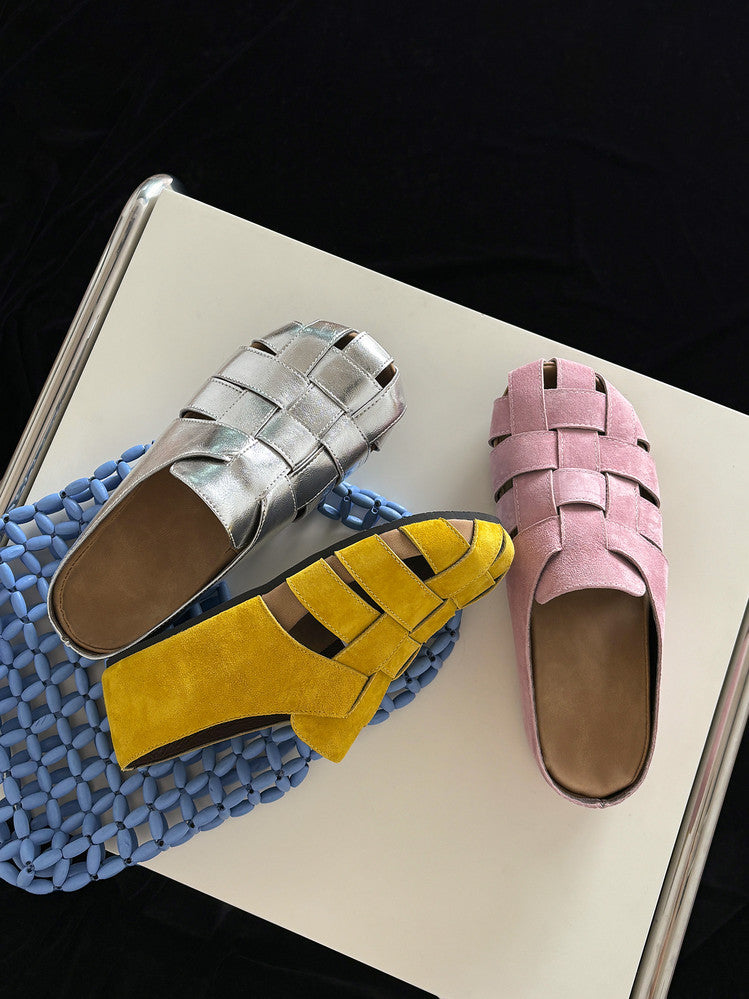 Karin Luna Full Layer Inside and Out~Basic Versatile Perforated Round Toe Birkenstock Slippers