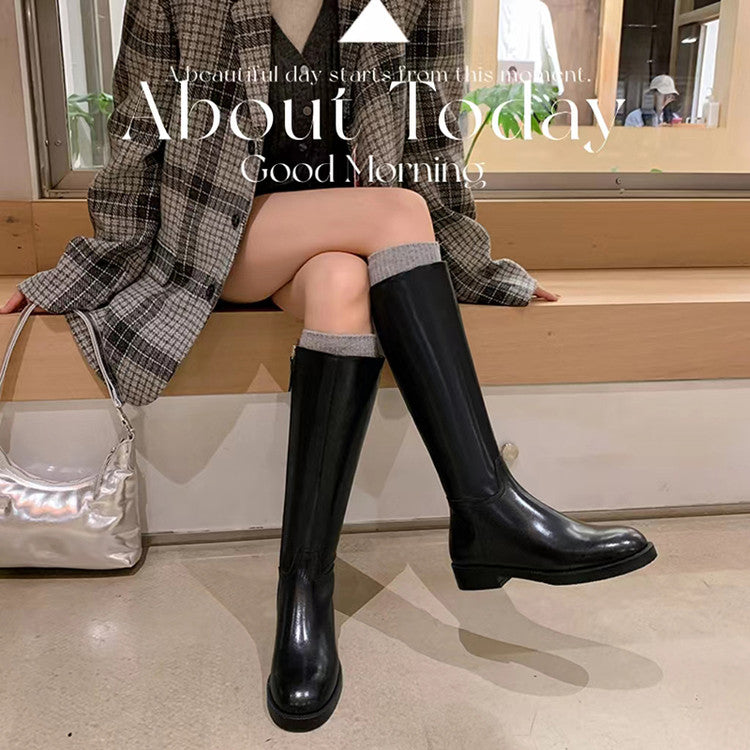 Karin Luna In Stock In-stock Basic Classic Timeless Round Toe Casual Riding Boots