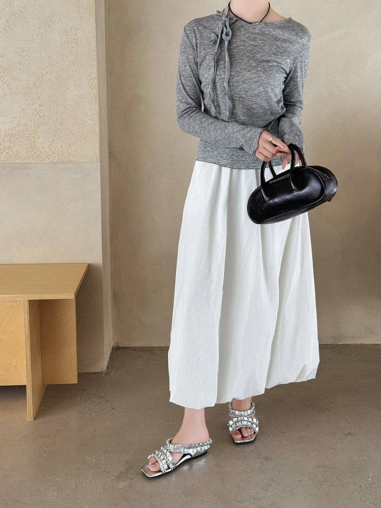 Karin Luna In Stock   Spot Goods  Niche Design Square-Toed Pleated Flat Slippers