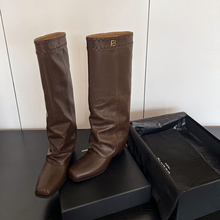 Karin Luna cool girl Stylish and Sweet Square-Toe Booties