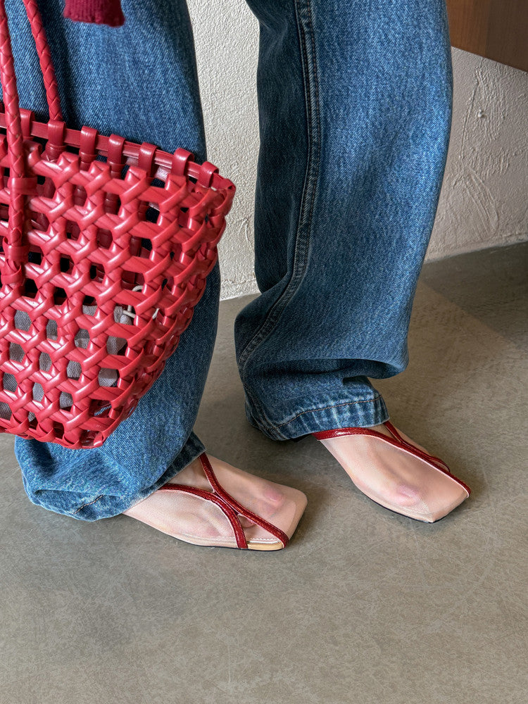 Karin Luna In Stock Spot Goods  Square Toe Mesh Sandals