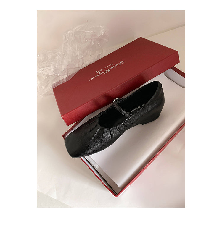Karin Luna In Stock Spot Goods  Vintage Wrinkled One-Strap Granny Flats