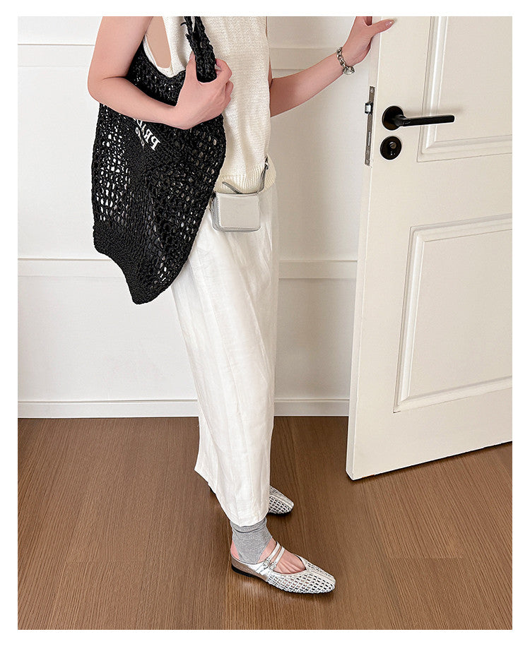 Karin Luna In Stock Spot Goods Hollow Woven One-Strap Closed-Toe Slippers