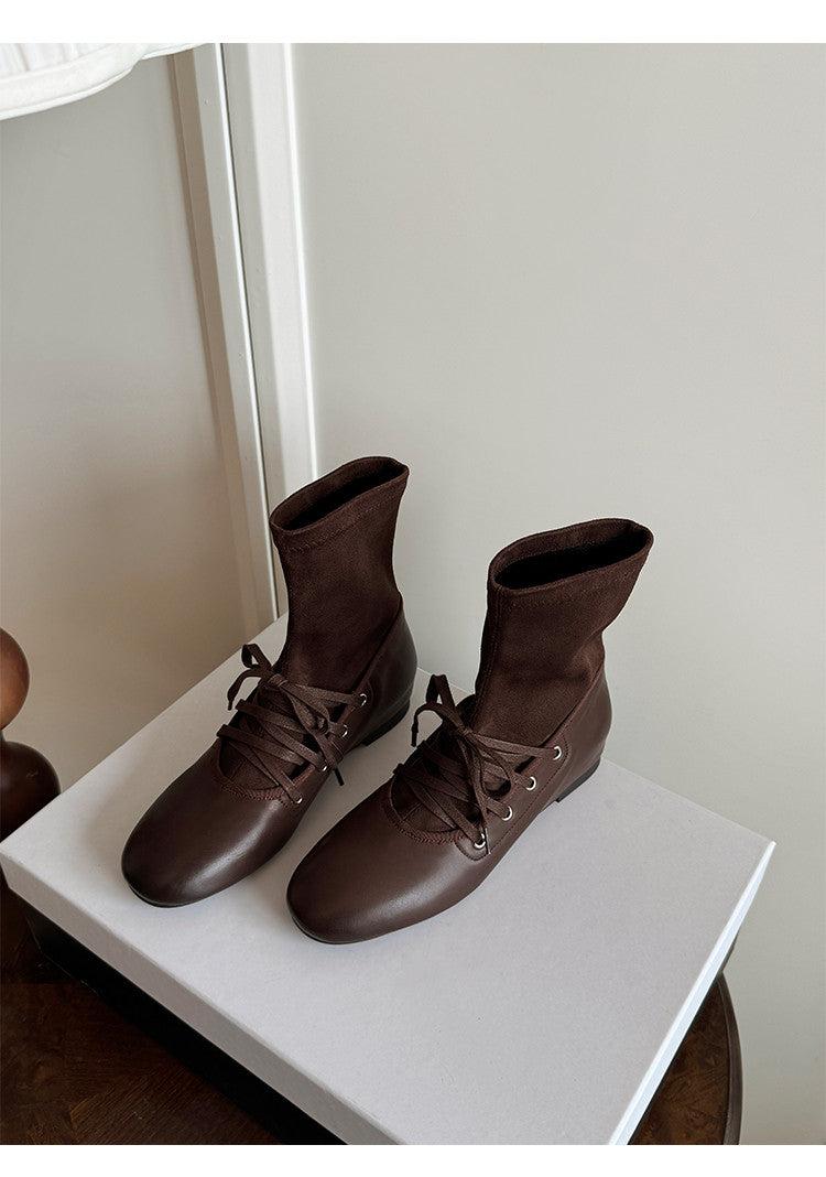 Karin Luna Round Toe Internal Height Increase Lace-up Ankle Boots