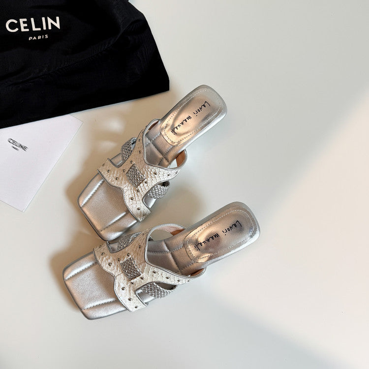 Karin Luna Fish Skin Series~ Hot-selling Square-Toe Slippers with Built-in Traffic