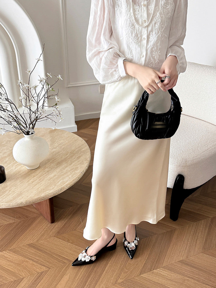 Karin Luna In Stock In Stock  Sequin Floral Pointed Toe Chunky Heel Closed-Toe Sandals
