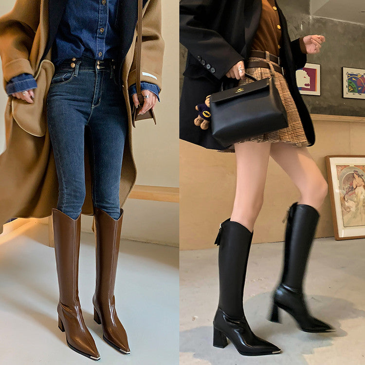 Karin Luna In Stock In-stock Pointed Toe Elegant High Heels v Slimming Effect Long Boots