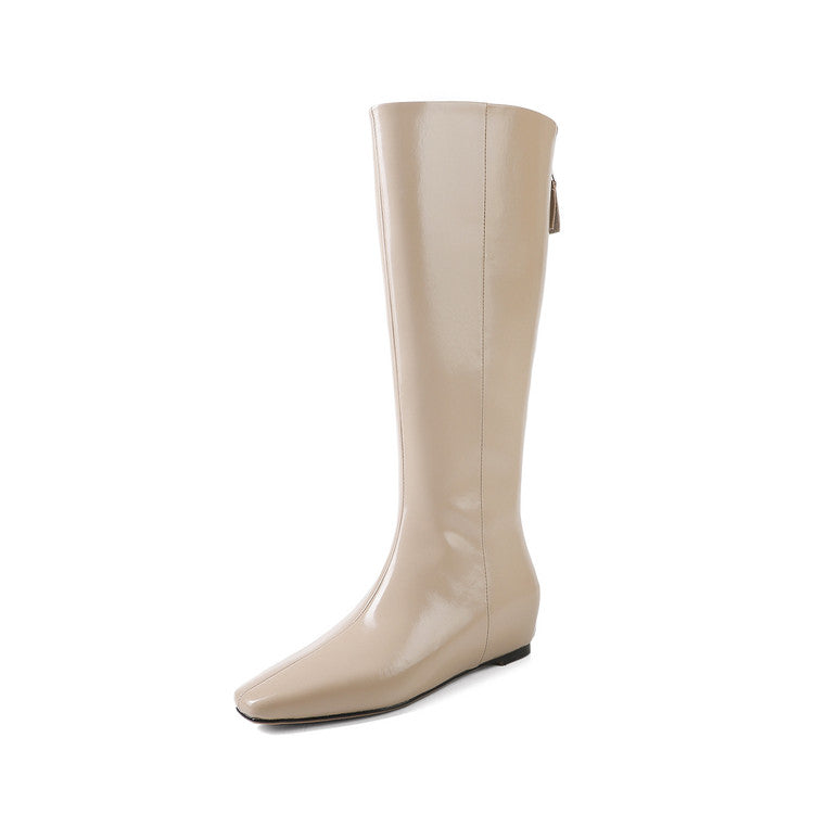 Karin Luna Minimalist Style Square-Toe Hidden Heel Long Boots
