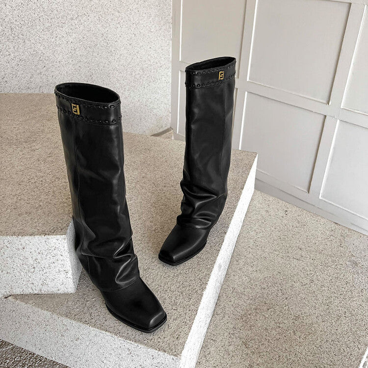 Karin Luna cool girl Stylish and Sweet Square-Toe Booties