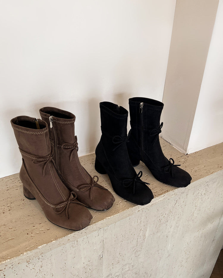 Karin Luna In Stock Spot Goods Hot-Selling Sweet Standard Bow Round-Toe Slim Short Boots