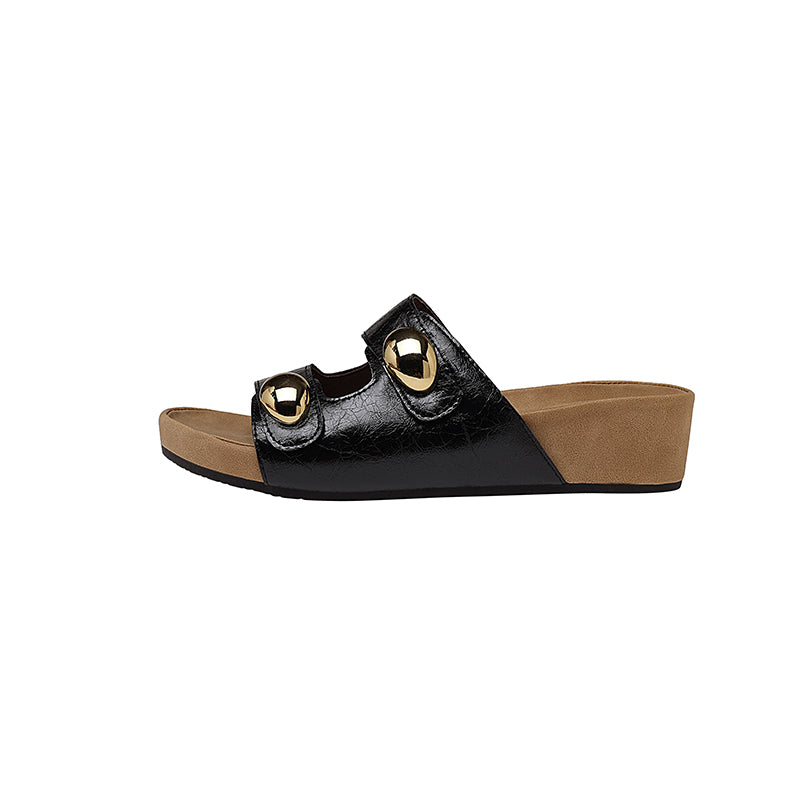 Karin Luna   Casual Style   Thick Sole Belt Buckle Slide Sandals