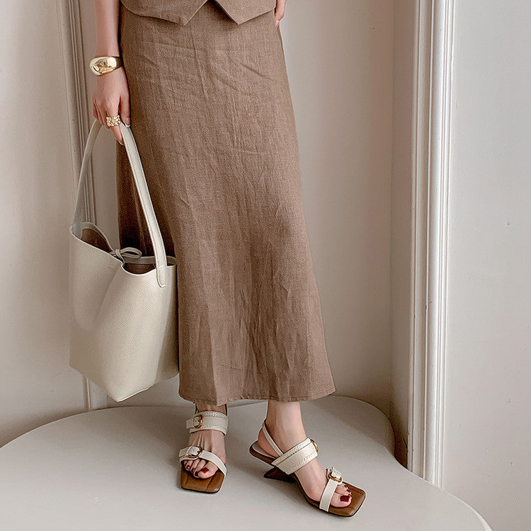 Karin Luna In Stock Spot Goods Vacation style Sofa Cushion Square Toe Irregular Heel Open-Toe Sandals
