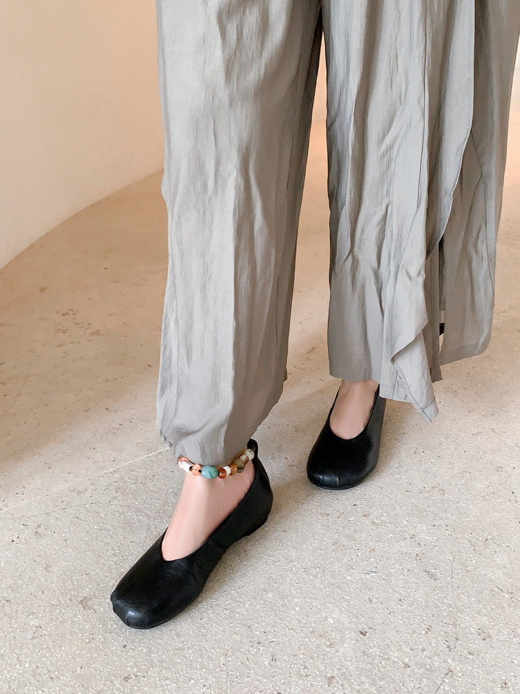 Karin Luna Full Layer Inside and Out~Elephant Pattern Round Toe Hidden Wedge Granny Shoes