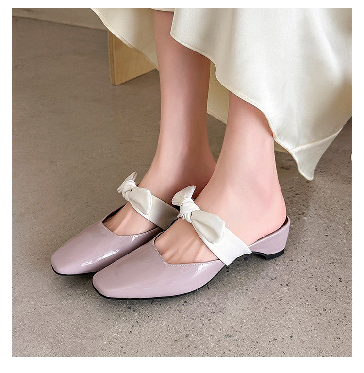 Karin Luna In Stock In Stock  Fluffy feel Bowknot Closed-Toe Slippers