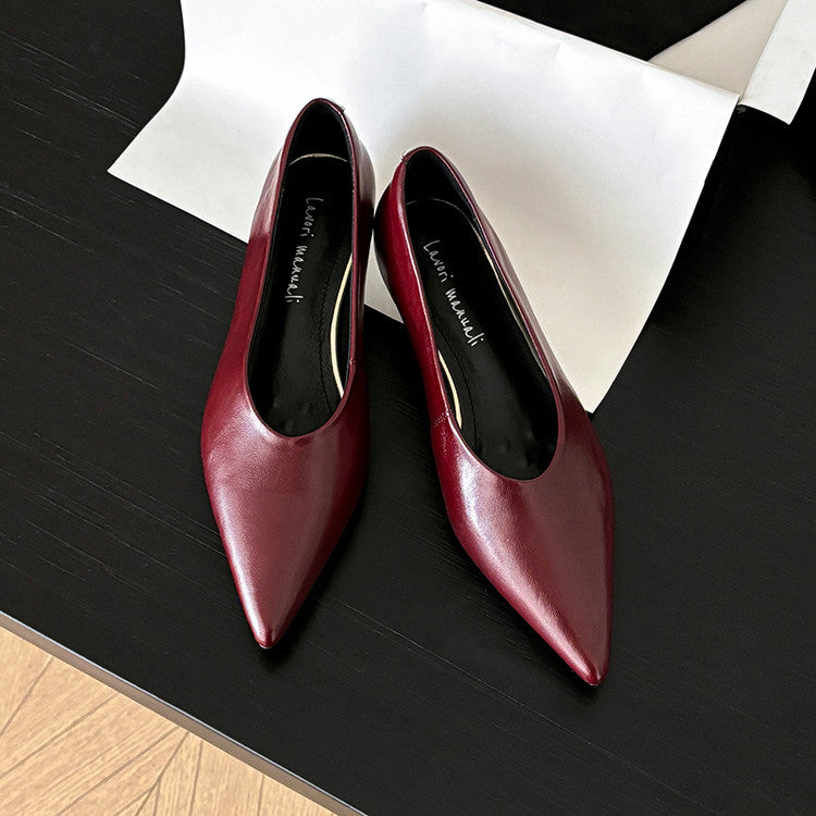 Karin Luna In Stock Spot Goods Classic three-color pointed toe metal heel shoes