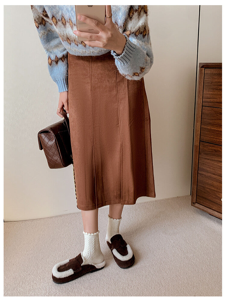 Karin Luna In Stock Look~This is such thick lamb wool Winter Atmosphere！Cowhide Leather Lamb Wool Round Toe Flat Sole Half Support！