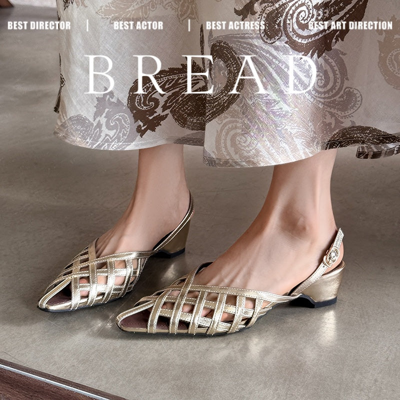 Karin Luna Braided Style ~Cross-woven Pointed Toe Closed-toe Sandals