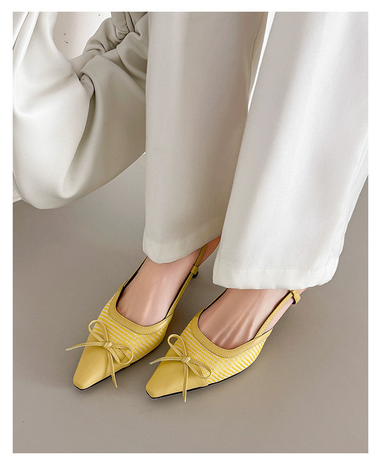 Karin Luna In Stock Spot Goods Braided Style Elegant Thin Heel Pointed Toe Closed-Toe Sandals